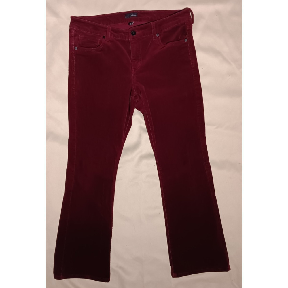 Edyson Corduroy Bootcut Pants Women 30P Maroon Burgundy Petite Fall Style